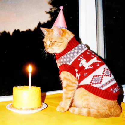 Warme Winter-Strickpullover für Hunde & Katzen (Weihnachts-Design: Rentier, Schneeflocke)