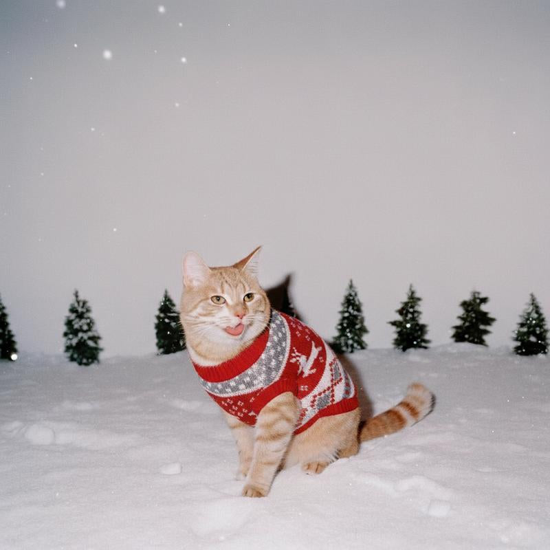 Warme Winter-Strickpullover für Hunde & Katzen (Weihnachts-Design: Rentier, Schneeflocke)