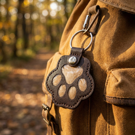 Pfotenförmiger Tierhaar-Andenken Schlüsselanhänger aus Leder – Erinnerungsstück für Hunde & Katzen