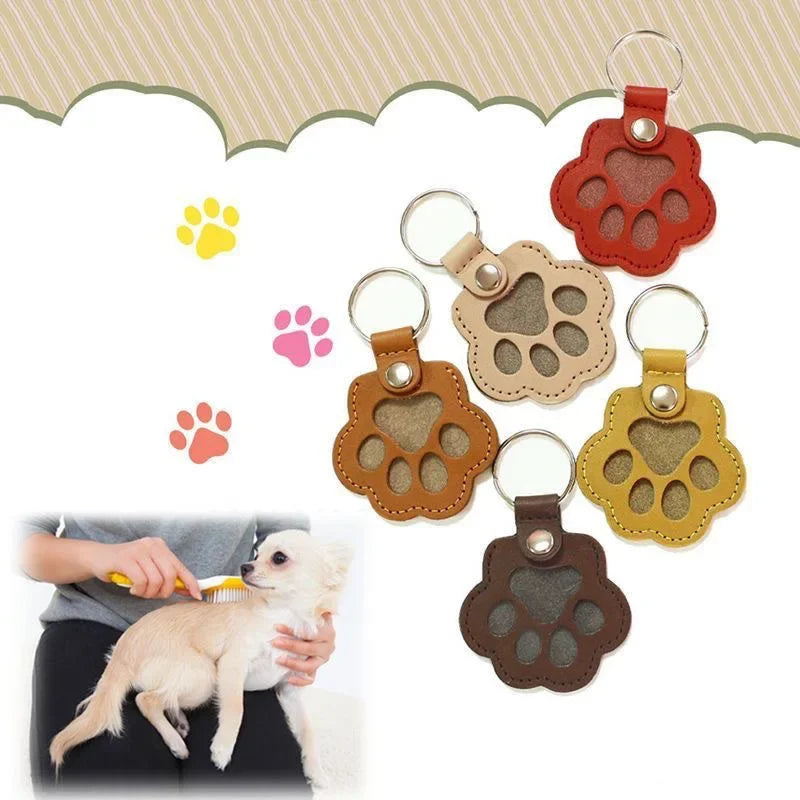 Pfotenförmiger Tierhaar-Andenken Schlüsselanhänger aus Leder – Erinnerungsstück für Hunde & Katzen
