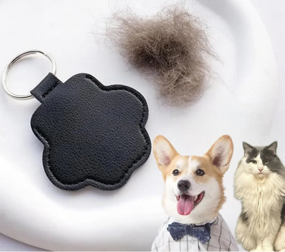 Pfotenförmiger Tierhaar-Andenken Schlüsselanhänger aus Leder – Erinnerungsstück für Hunde & Katzen